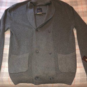 New Tasso Elba Charcoal Supima Trench Coat Sweater
